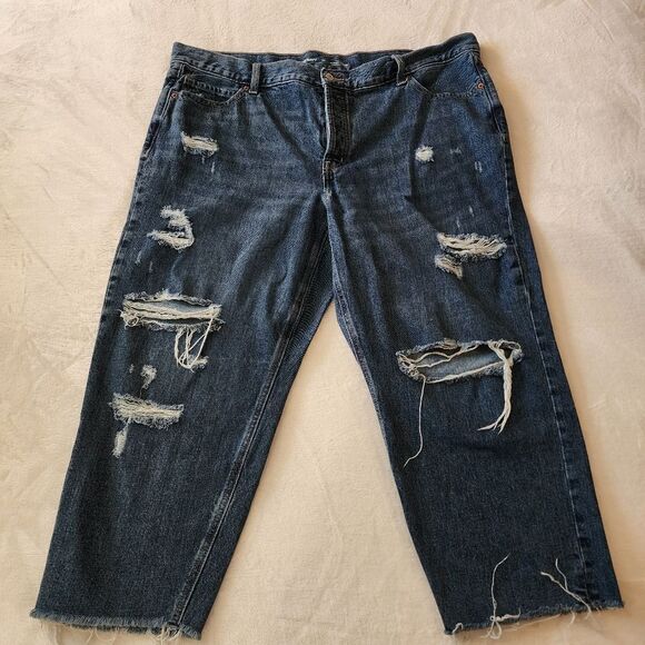 Old Navy High Rise Slouchy Straight Distressed Secret Slim Pockets Jeans Size 20 - Picture 1 of 10